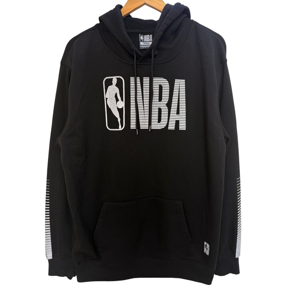 NBA Hoodie Mens Large Black Logo Pullover Basketball Sweatshirt Athletic
